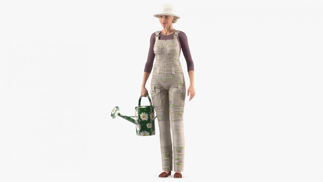 3D Old Lady in Gardening Outfit model