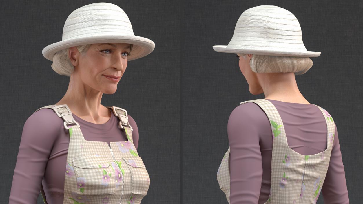 3D Old Lady in Gardening Outfit model