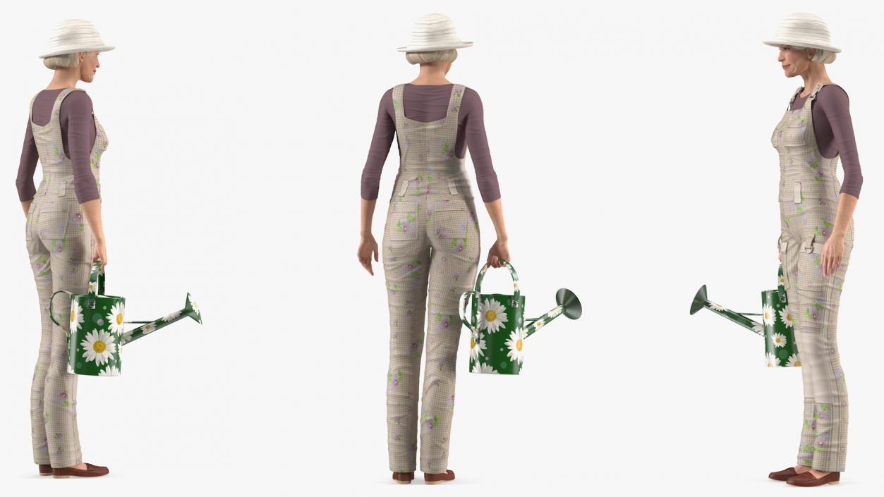 3D Old Lady in Gardening Outfit model