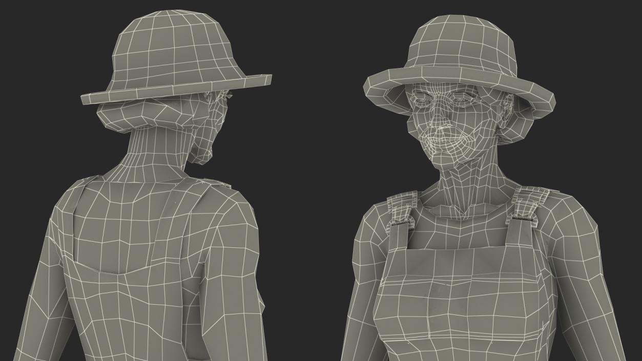 3D Old Lady in Gardening Outfit model