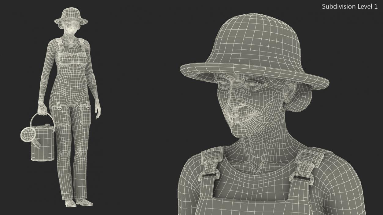 3D Old Lady in Gardening Outfit model