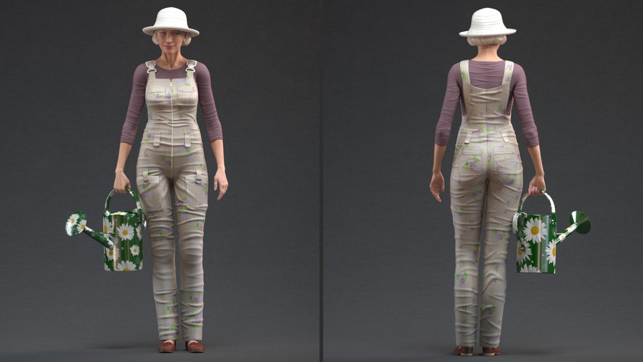 3D Old Lady in Gardening Outfit model