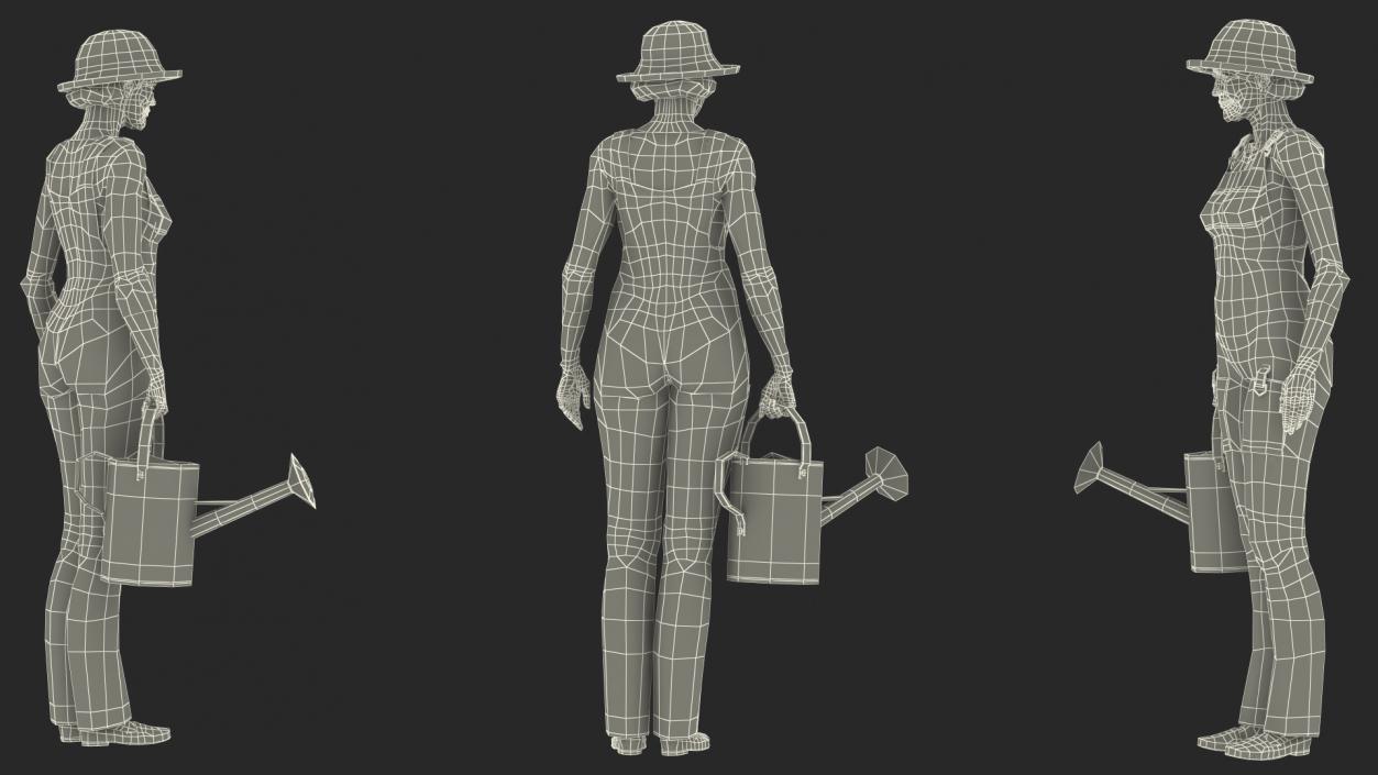 3D Old Lady in Gardening Outfit model