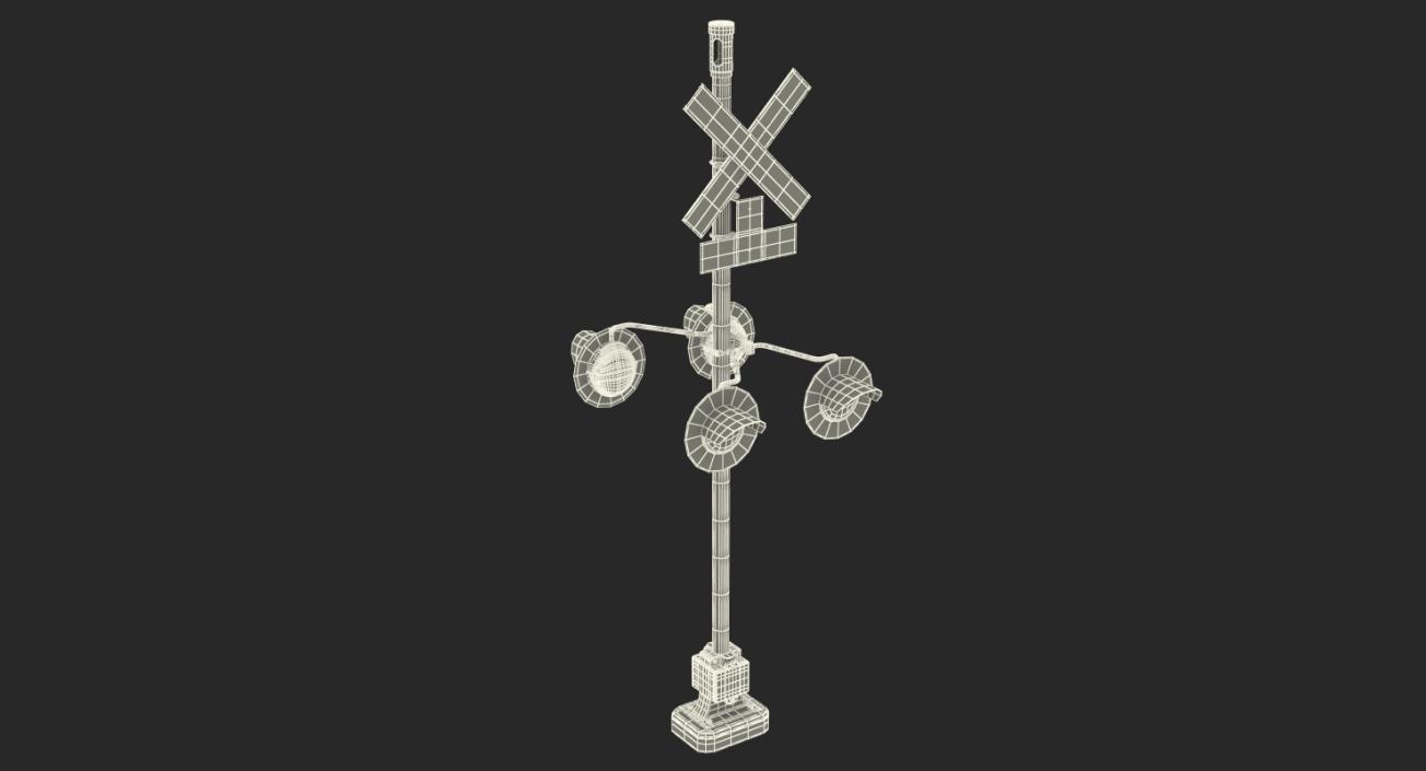 Railroad Crossing Ahead Sign and Signal 3D model