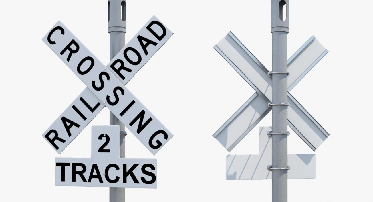 Railroad Crossing Ahead Sign and Signal 3D model