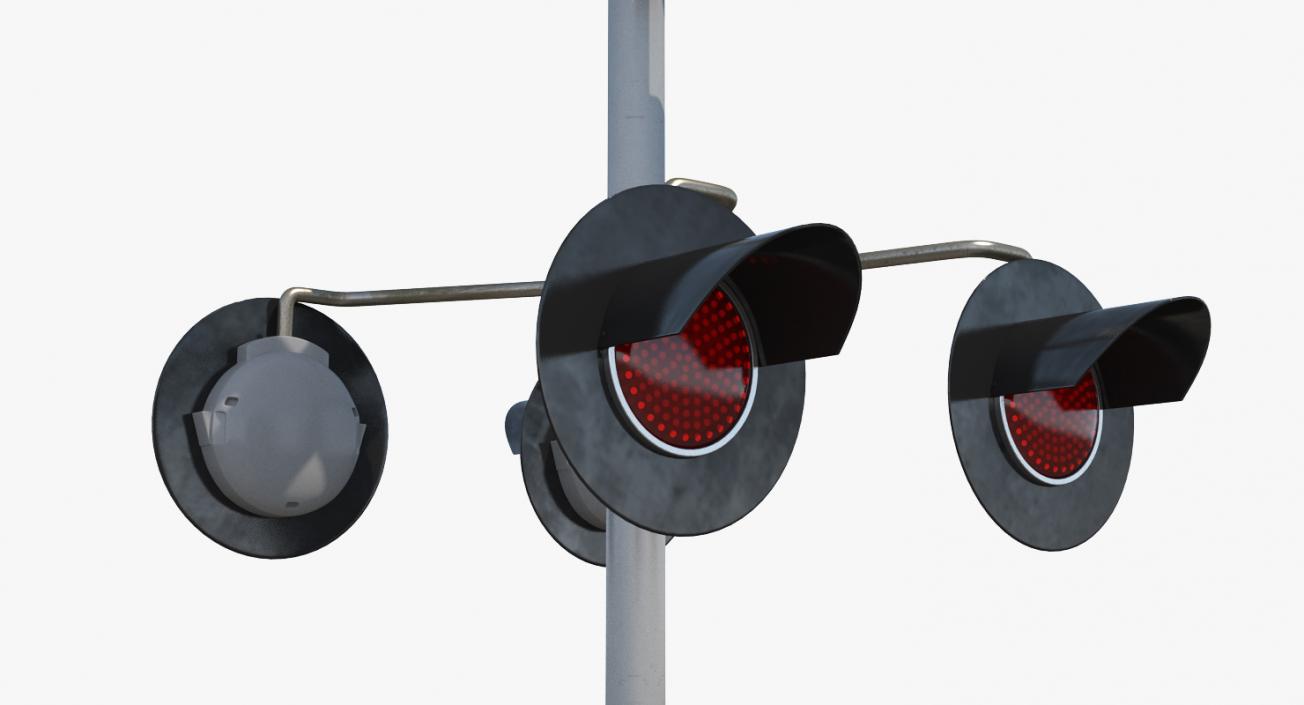 Railroad Crossing Ahead Sign and Signal 3D model