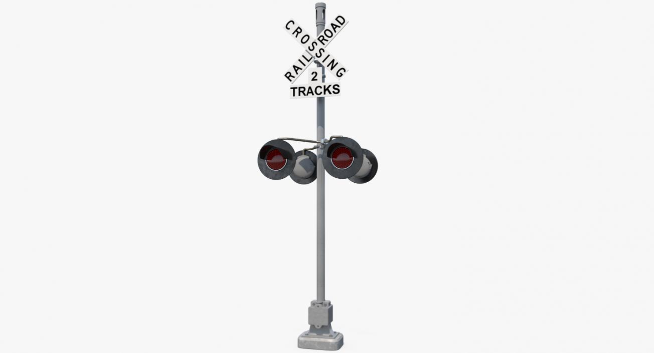 Railroad Crossing Ahead Sign and Signal 3D model