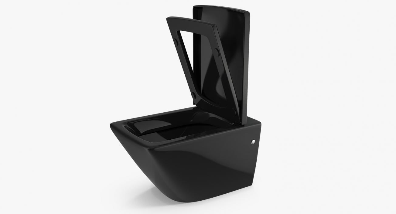 Back To Wall Modern Toilet Black 3D