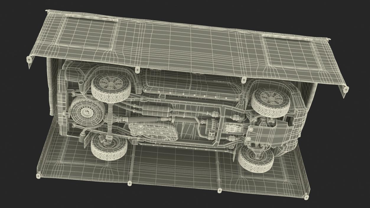 3D Military Camouflage Tent Shelter with Toyota Tacoma Pickup model