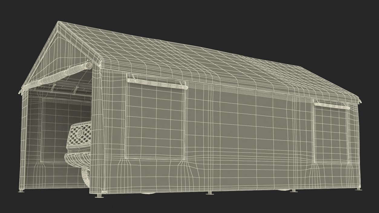 3D Military Camouflage Tent Shelter with Toyota Tacoma Pickup model