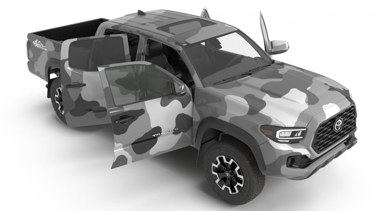 3D Military Camouflage Tent Shelter with Toyota Tacoma Pickup model