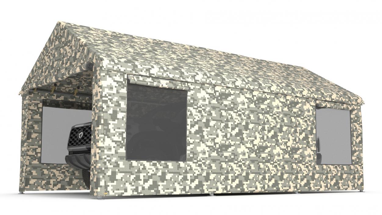 3D Military Camouflage Tent Shelter with Toyota Tacoma Pickup model