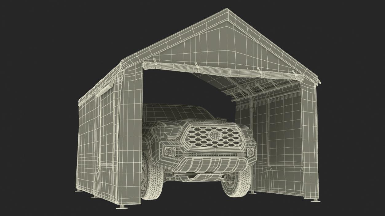 3D Military Camouflage Tent Shelter with Toyota Tacoma Pickup model