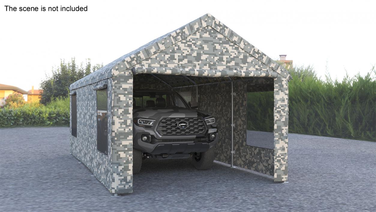 3D Military Camouflage Tent Shelter with Toyota Tacoma Pickup model