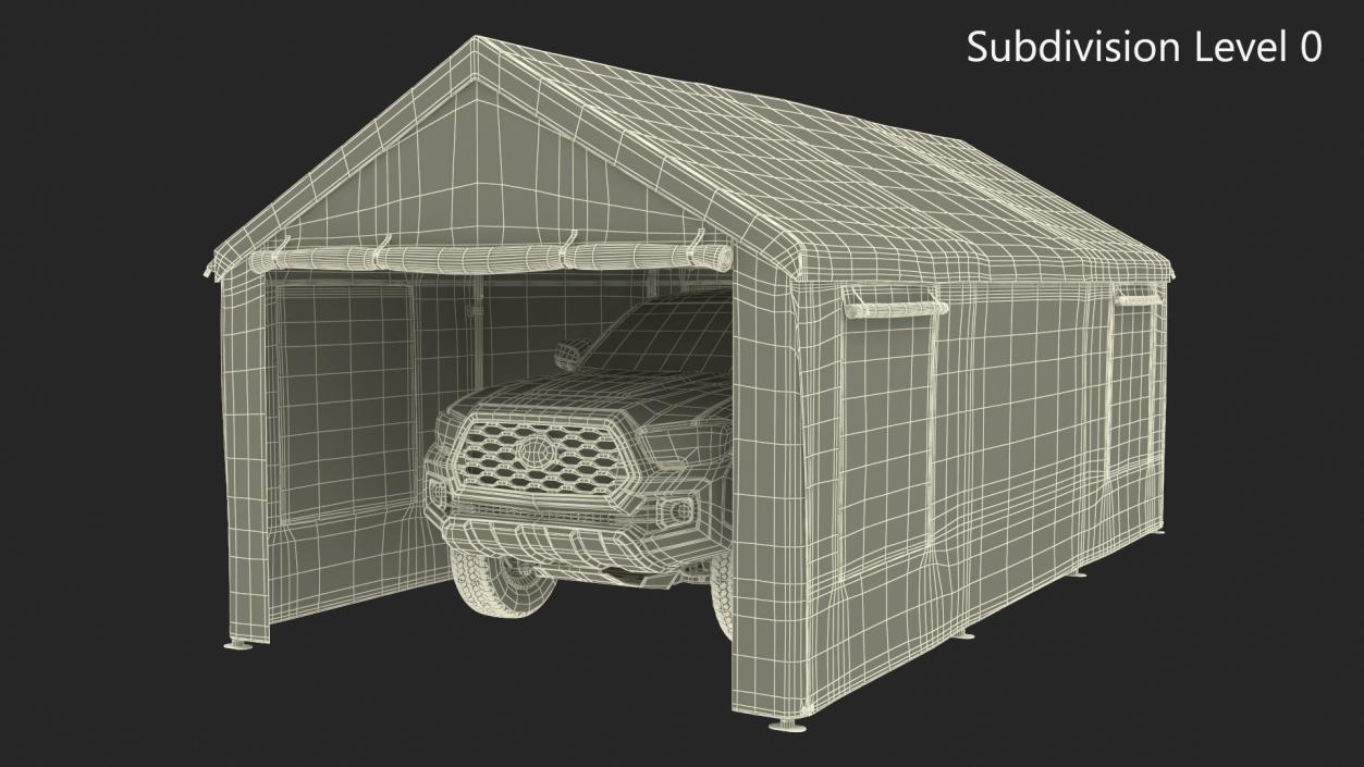 3D Military Camouflage Tent Shelter with Toyota Tacoma Pickup model