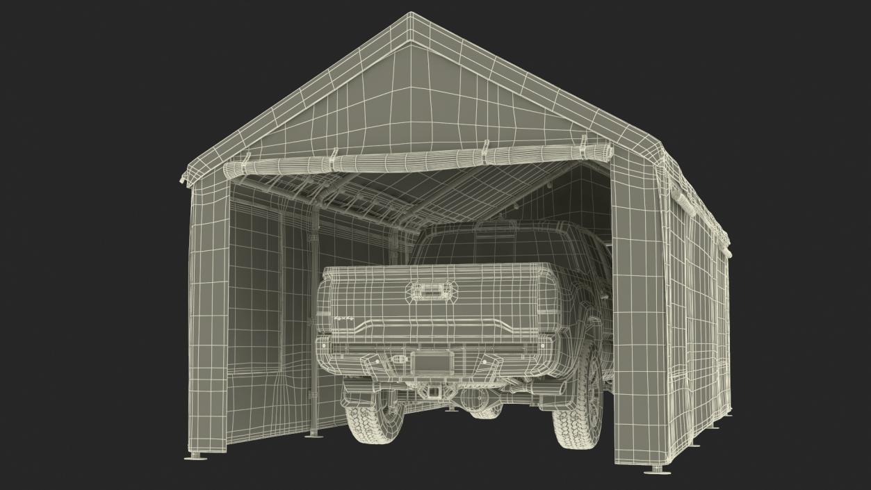 3D Military Camouflage Tent Shelter with Toyota Tacoma Pickup model