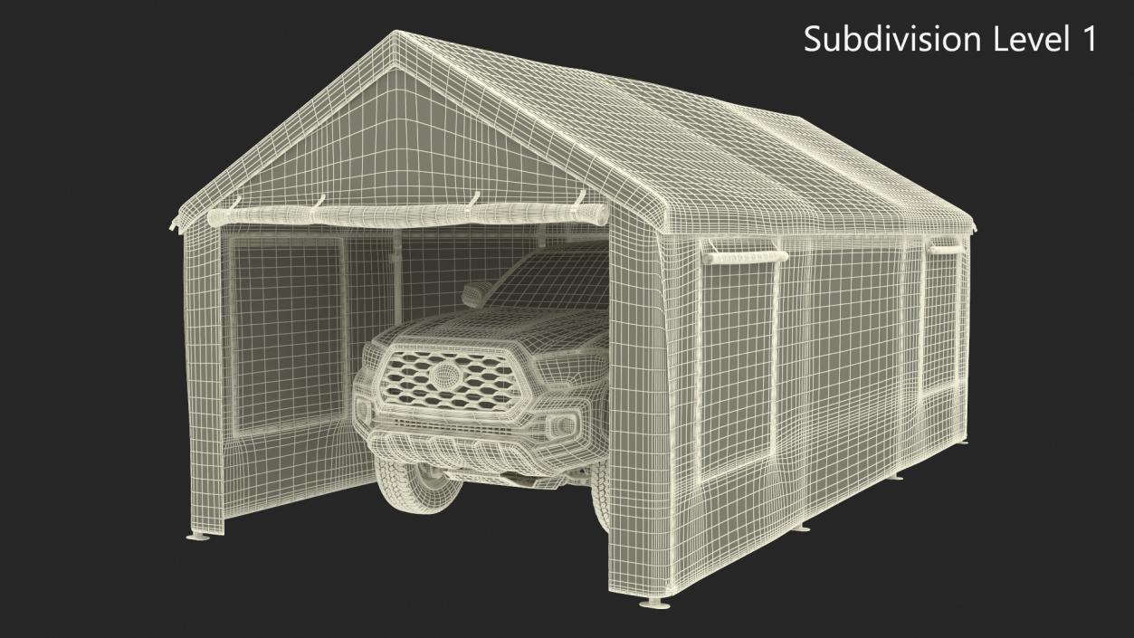 3D Military Camouflage Tent Shelter with Toyota Tacoma Pickup model