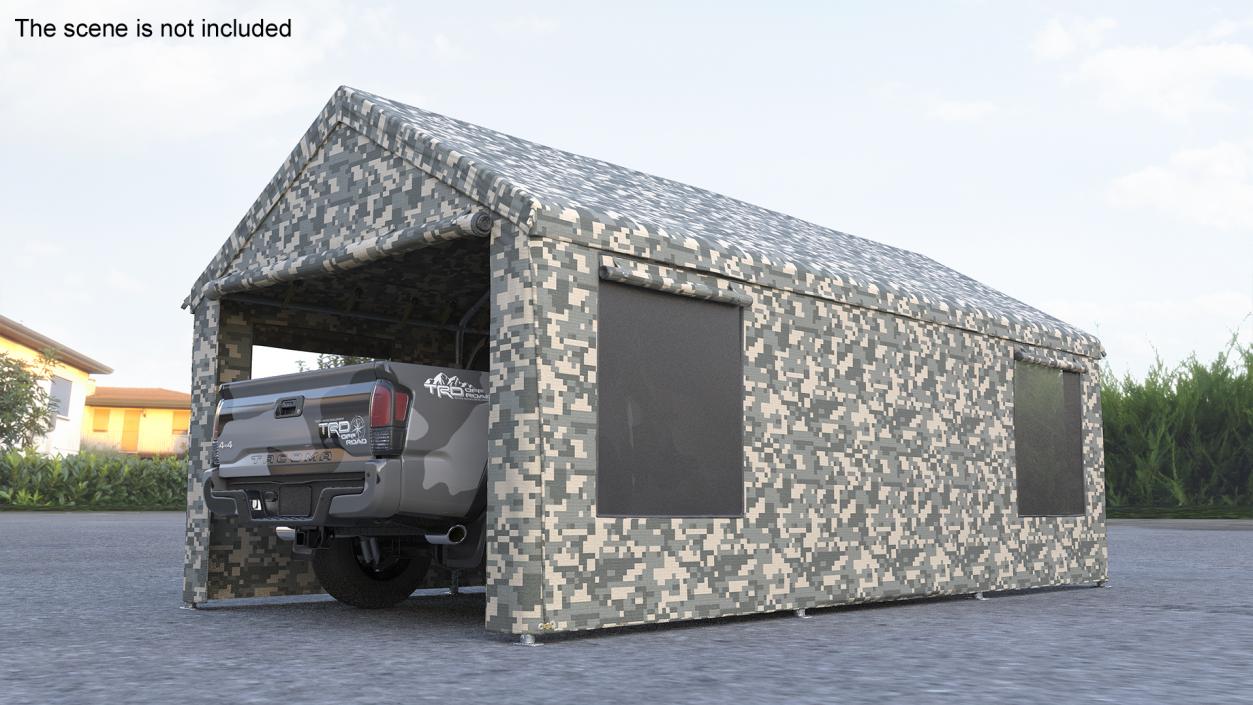 3D Military Camouflage Tent Shelter with Toyota Tacoma Pickup model