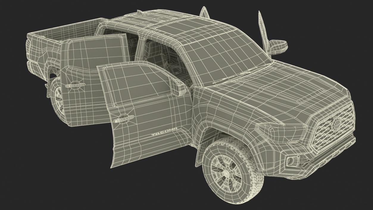 3D Military Camouflage Tent Shelter with Toyota Tacoma Pickup model