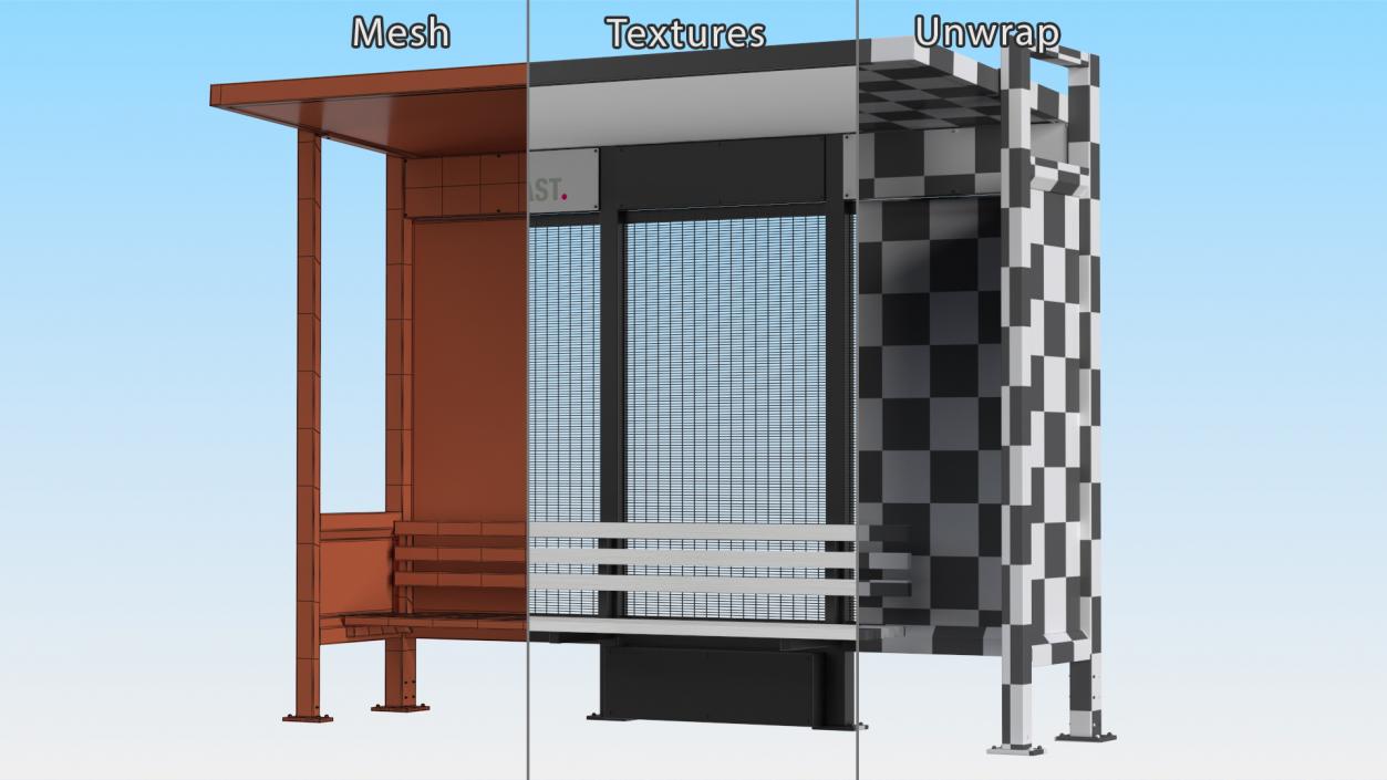 3D model Bus Stops Collection