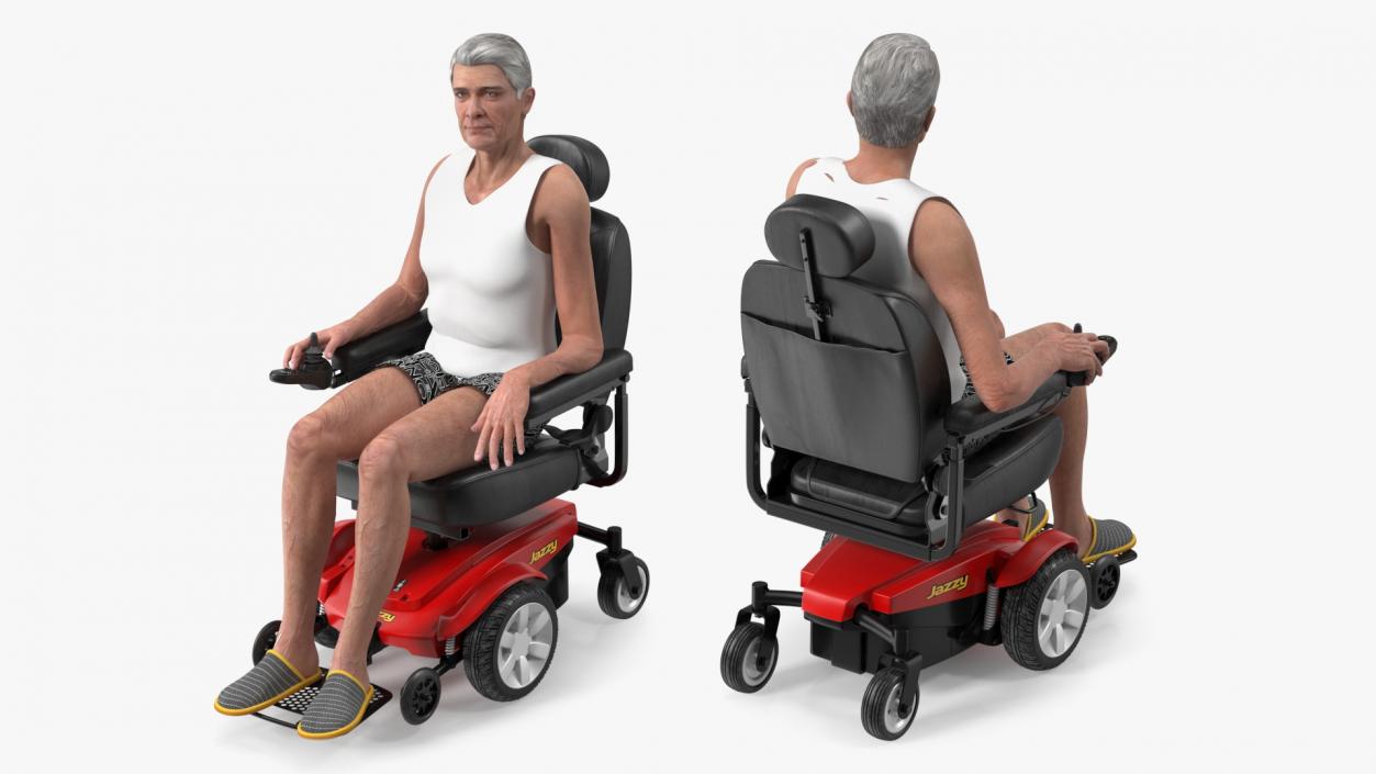 Patient with Jazzy Select Wheelchair Rigged for Maya 3D