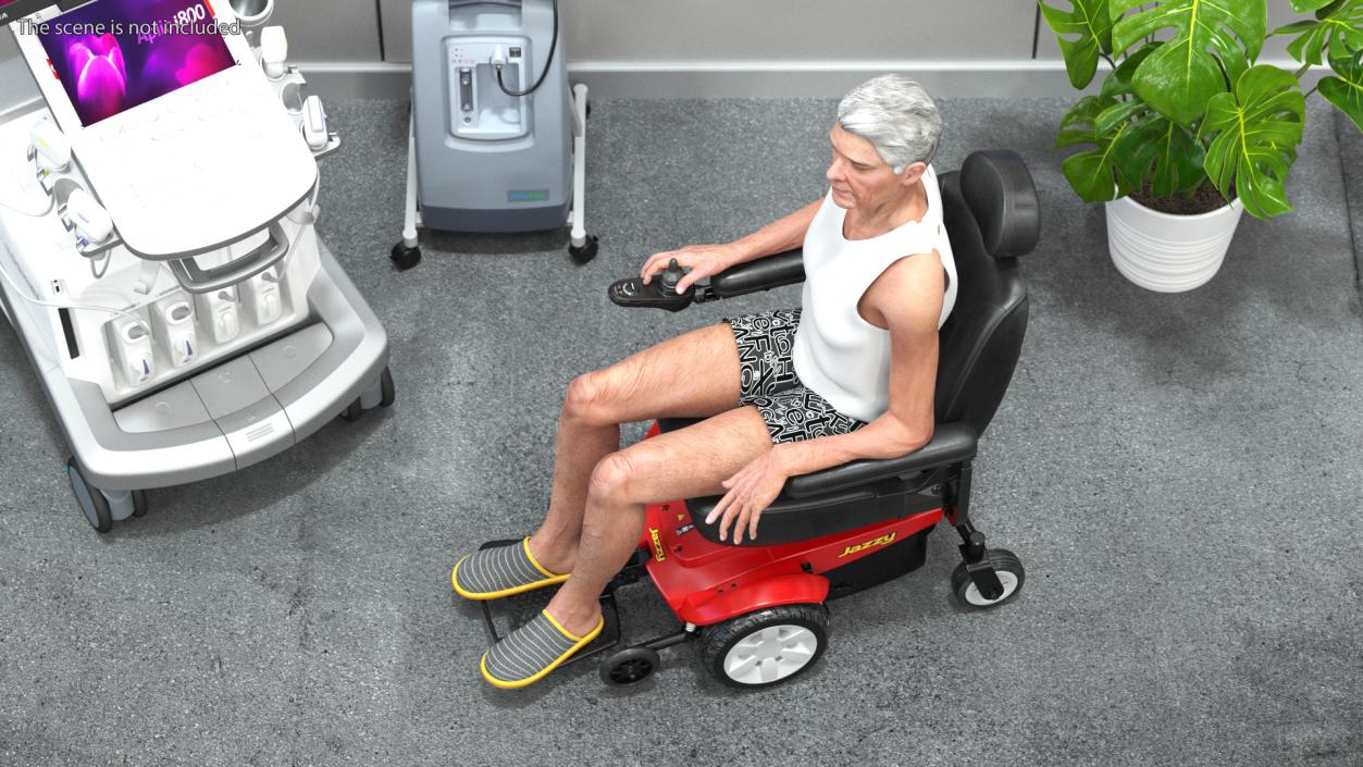 3D Patient with Jazzy Select Wheelchair Rigged model