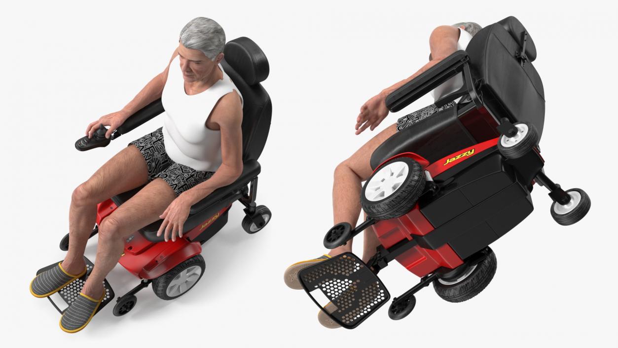 Patient with Jazzy Select Wheelchair Rigged for Modo 3D