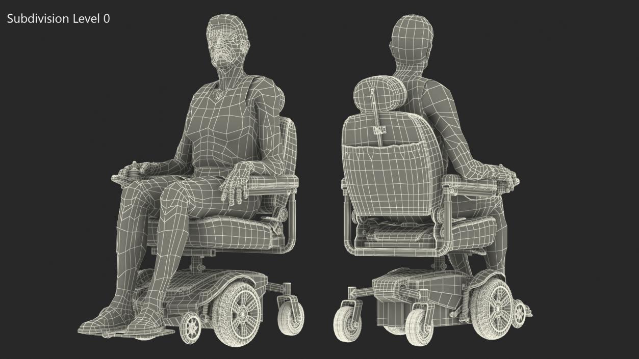 Patient with Jazzy Select Wheelchair Rigged for Modo 3D