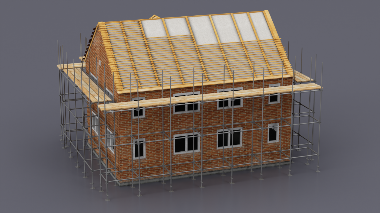 3D Residential House Under Construction