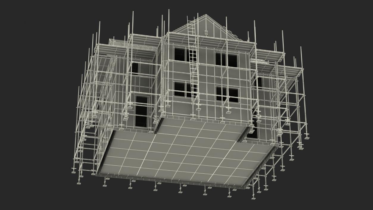 3D Residential House Under Construction