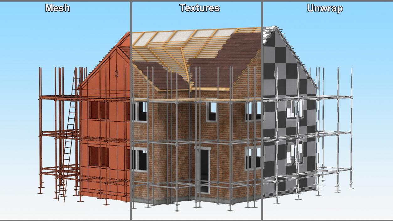 3D Residential House Under Construction