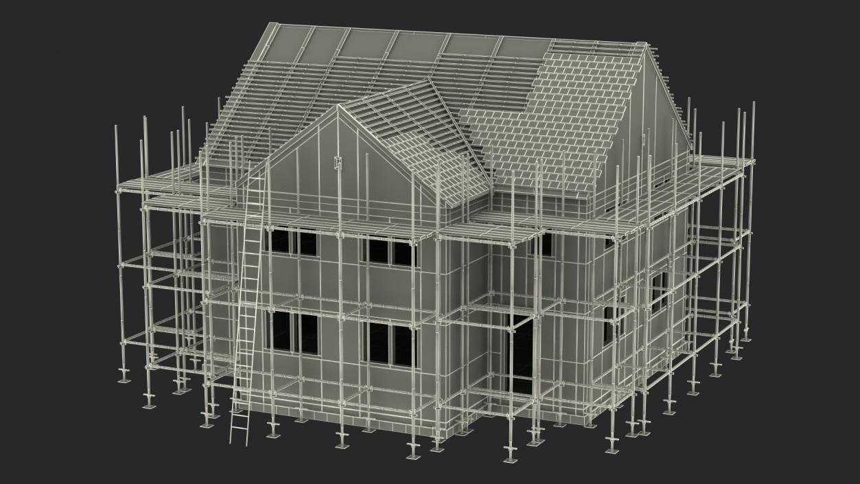 3D Residential House Under Construction