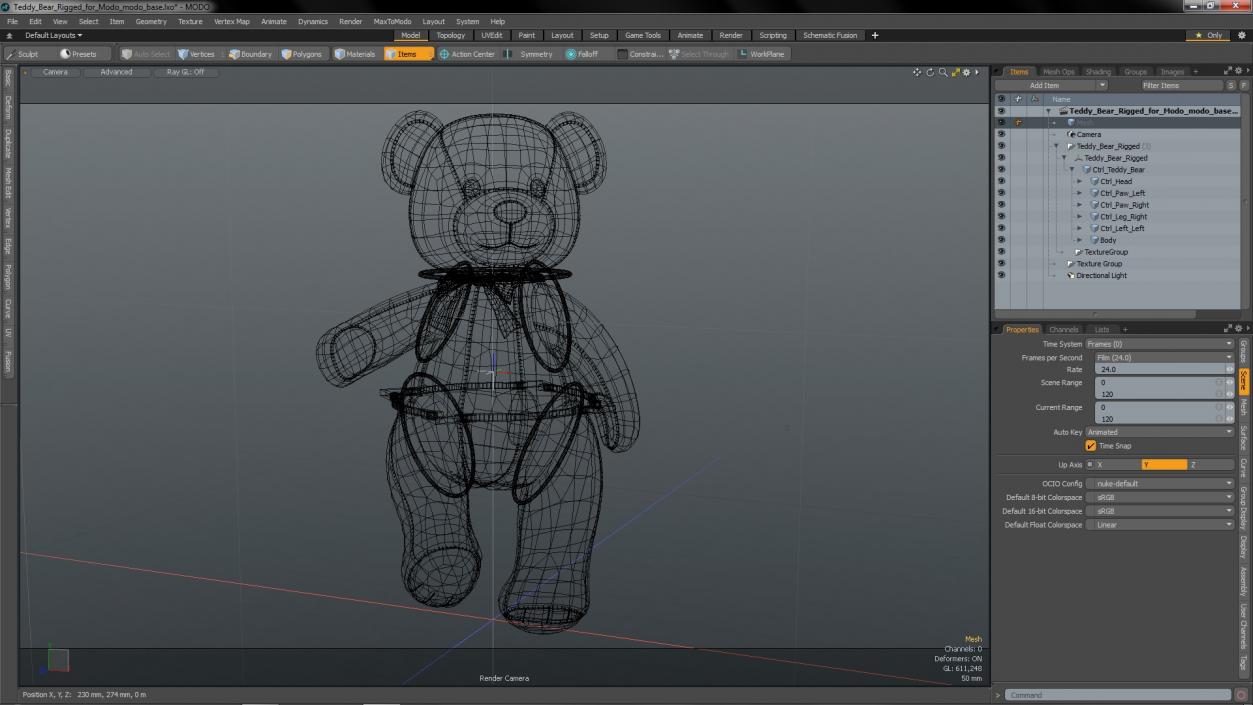 3D Teddy Bear Rigged for Cinema 4D