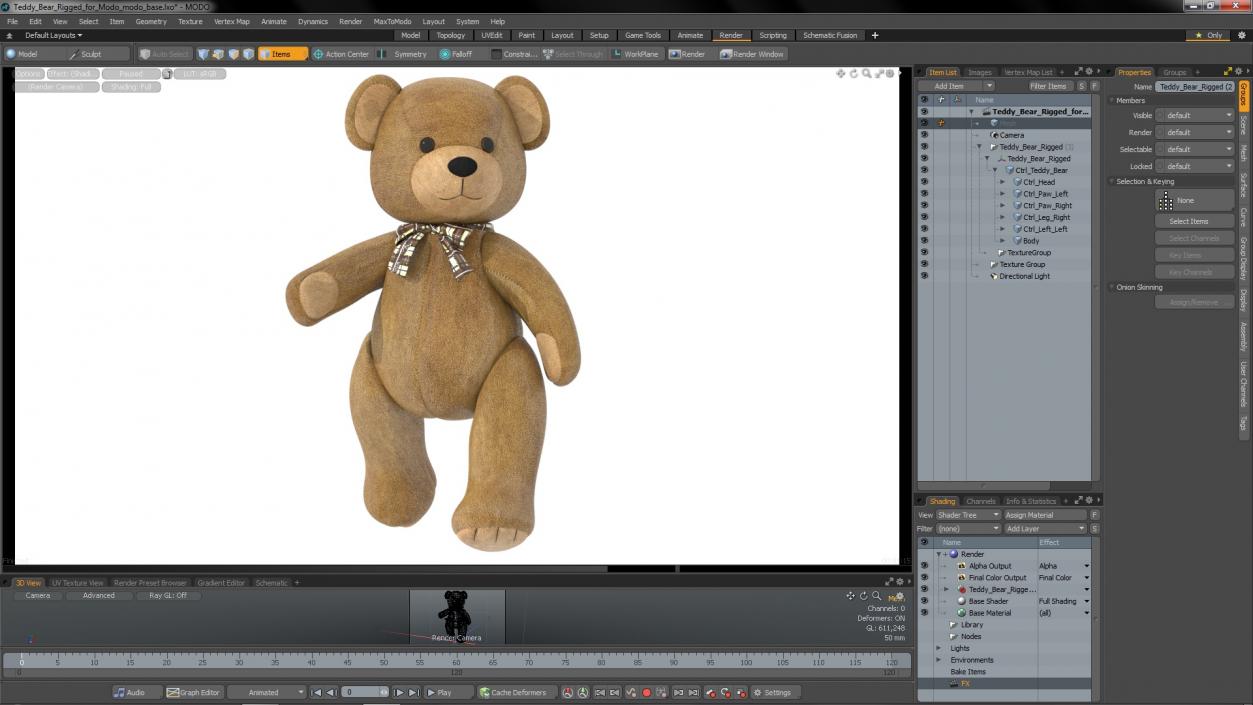 3D Teddy Bear Rigged for Cinema 4D