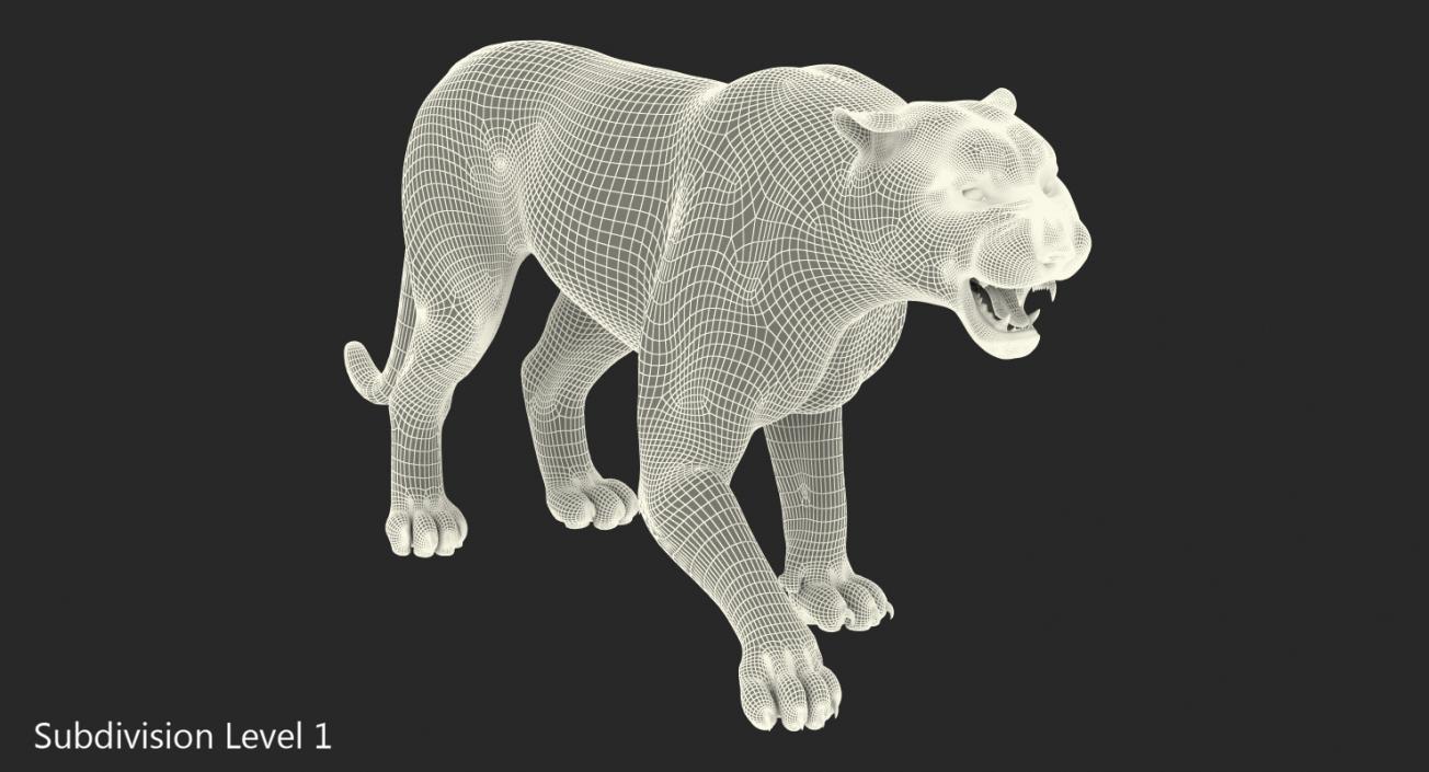 3D model White Tiger Roar with Fur