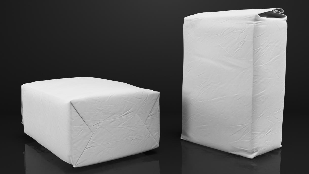 3D model Flour White Paper Bag 5lb