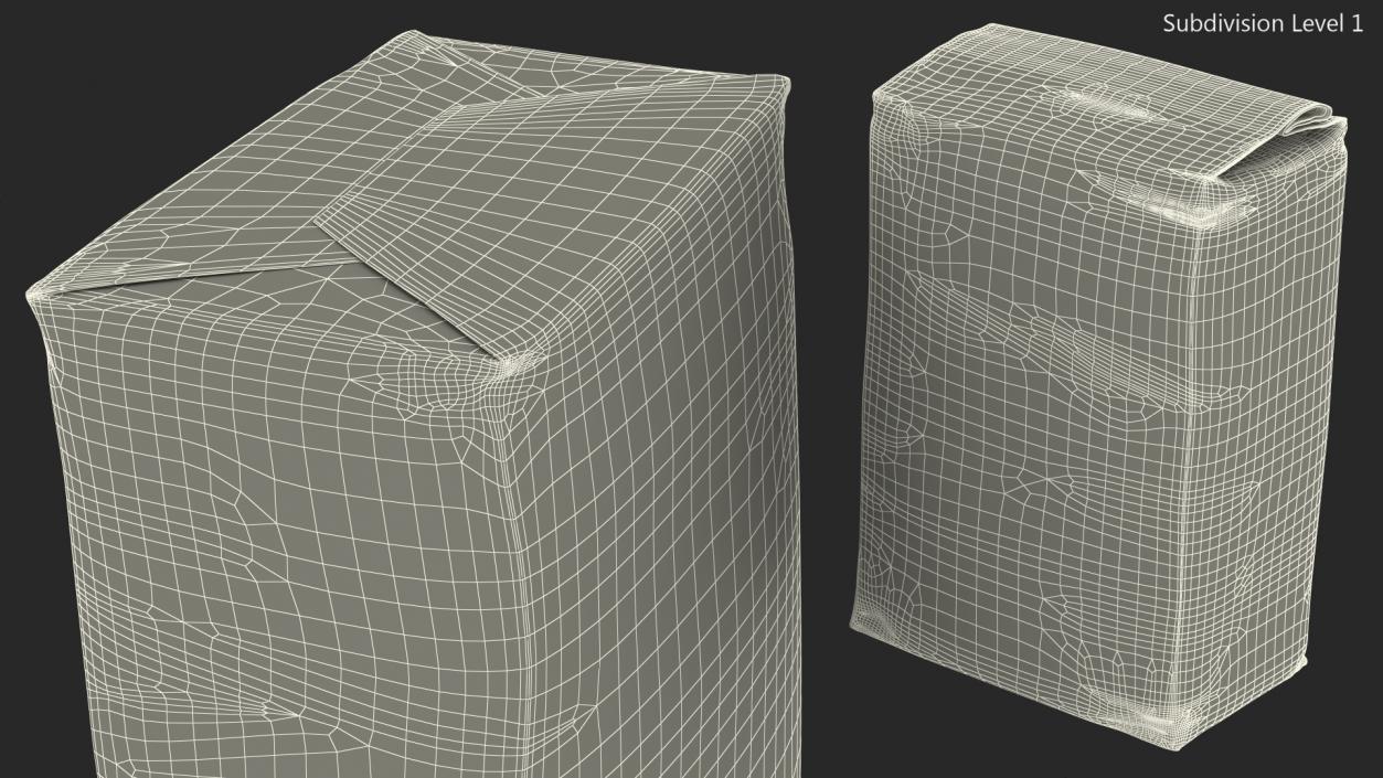 3D model Flour White Paper Bag 5lb