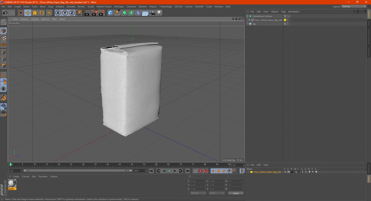 3D model Flour White Paper Bag 5lb