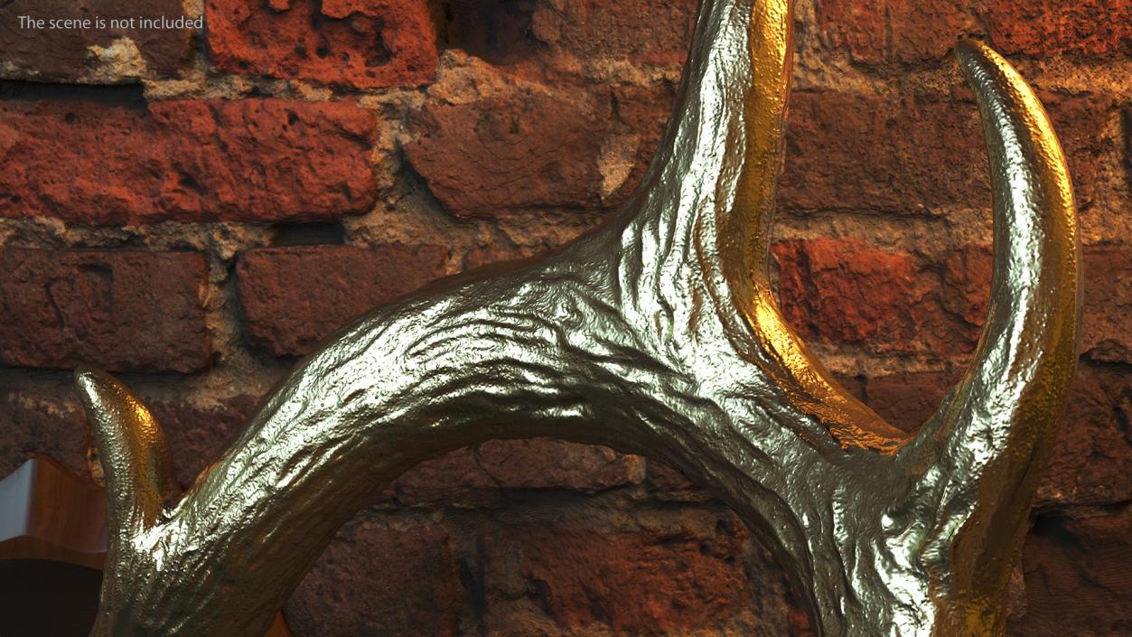 3D model Gold Plated Stag Antlers on a Wall Mount