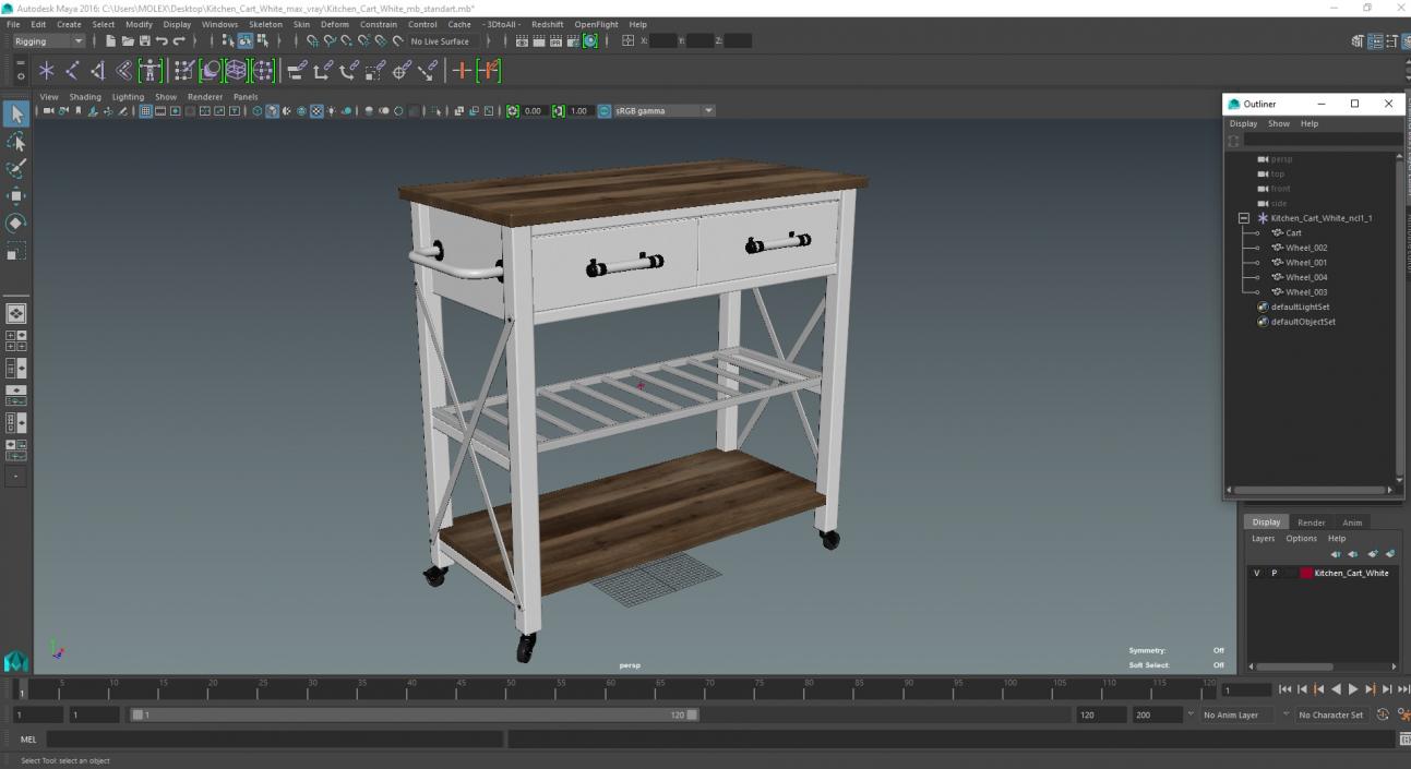 3D Kitchen Cart White model