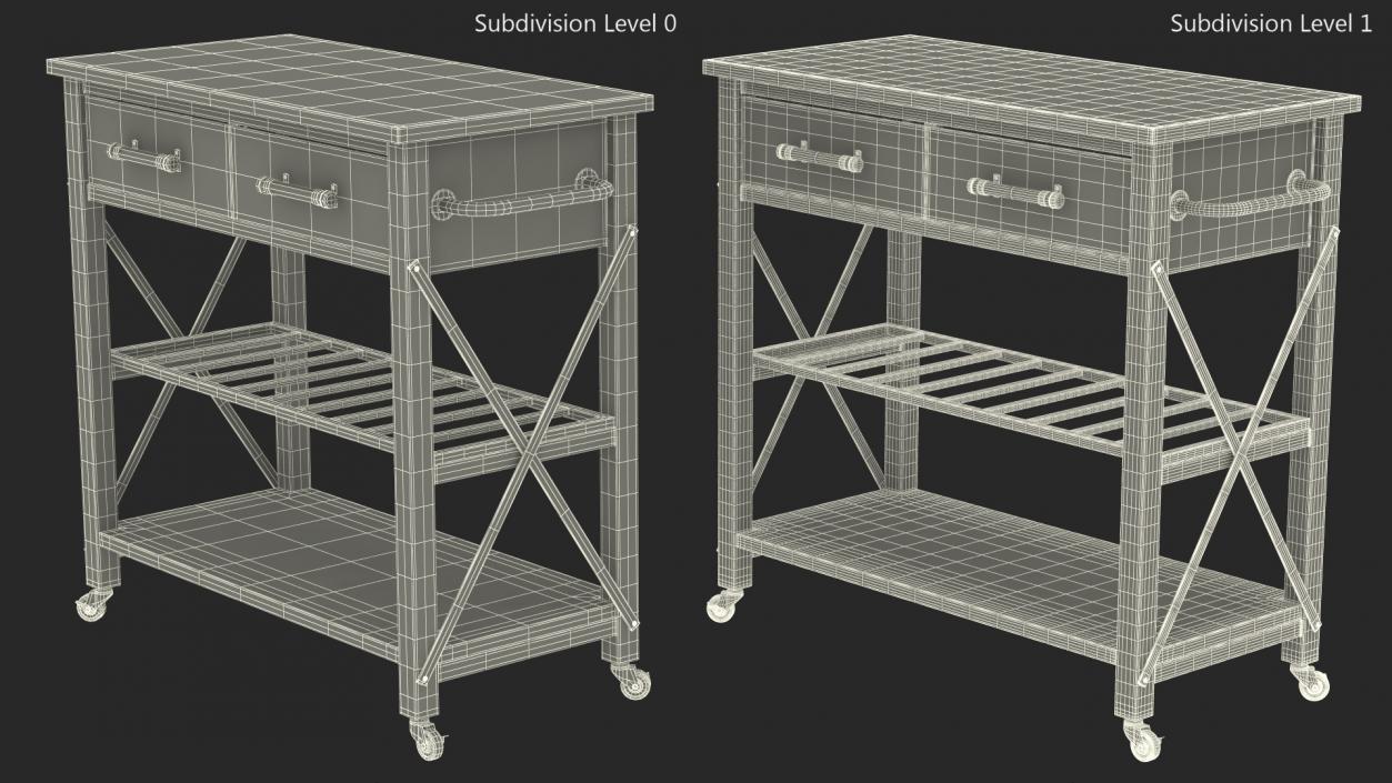 3D Kitchen Cart White model