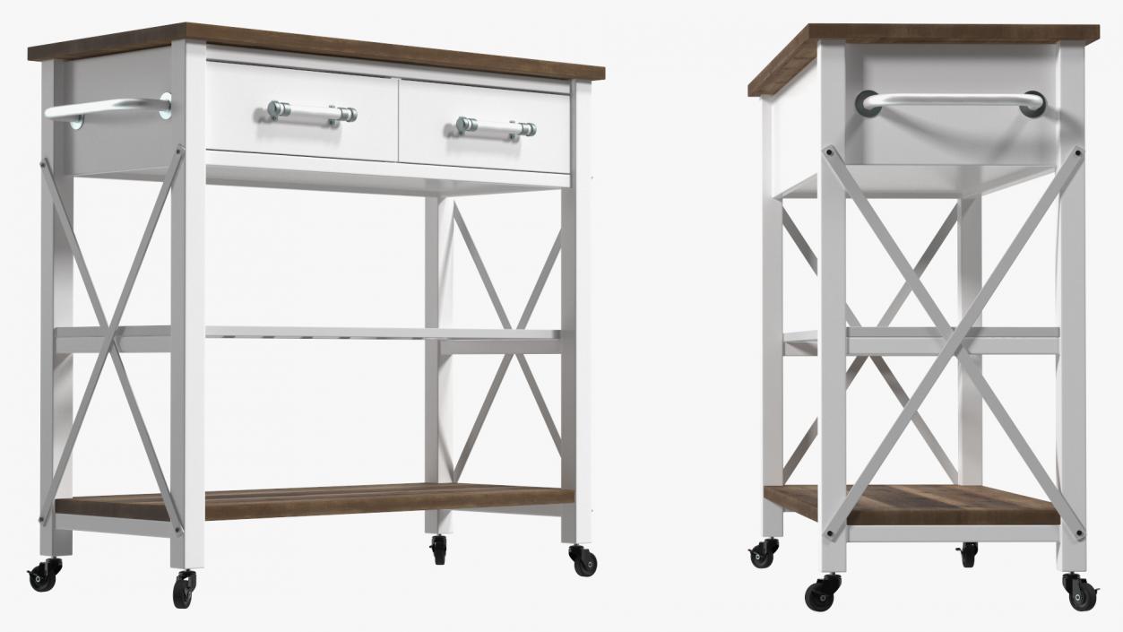 3D Kitchen Cart White model