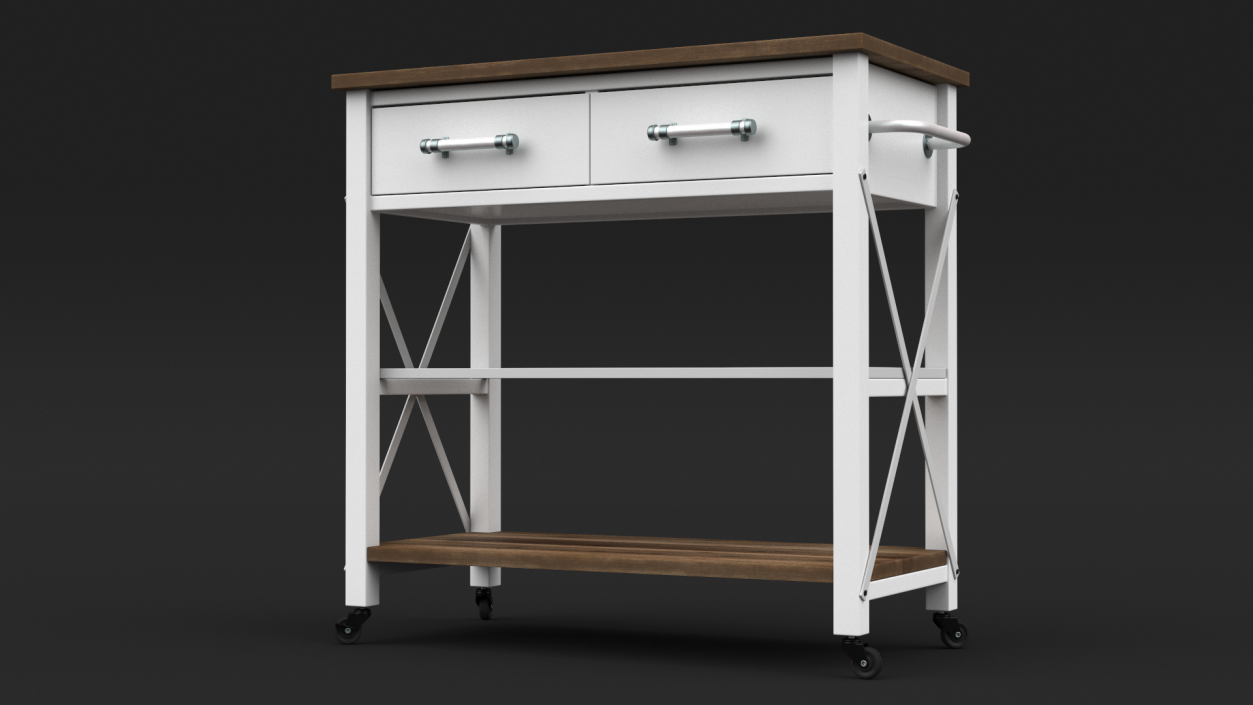 3D Kitchen Cart White model