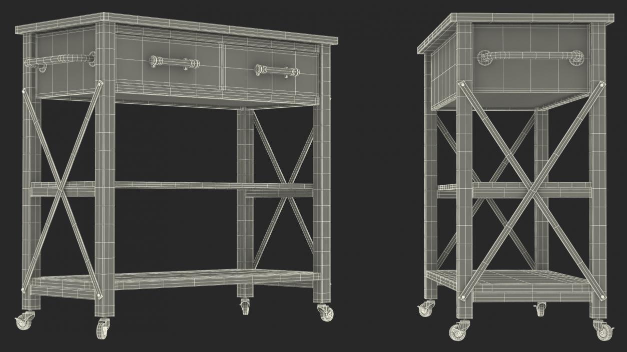 3D Kitchen Cart White model