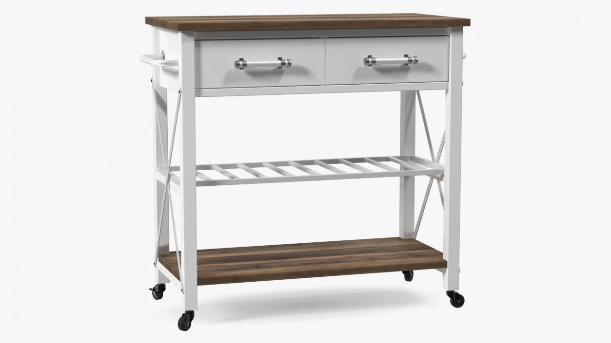 3D Kitchen Cart White model