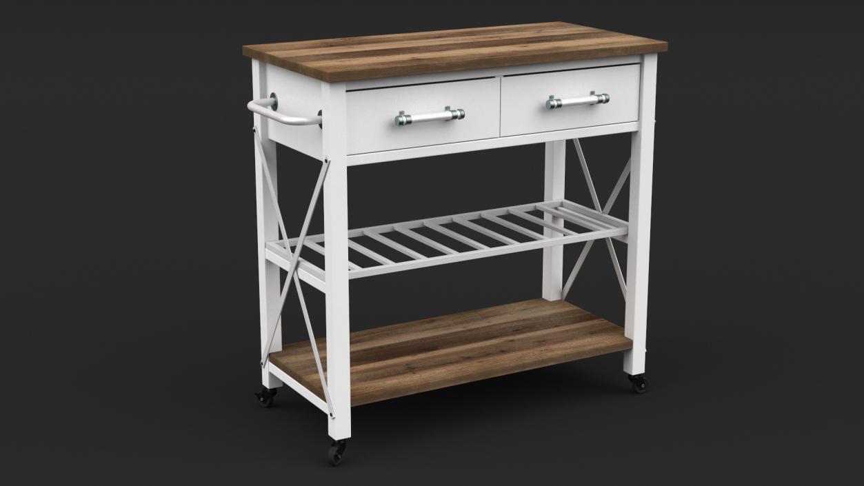 3D Kitchen Cart White model