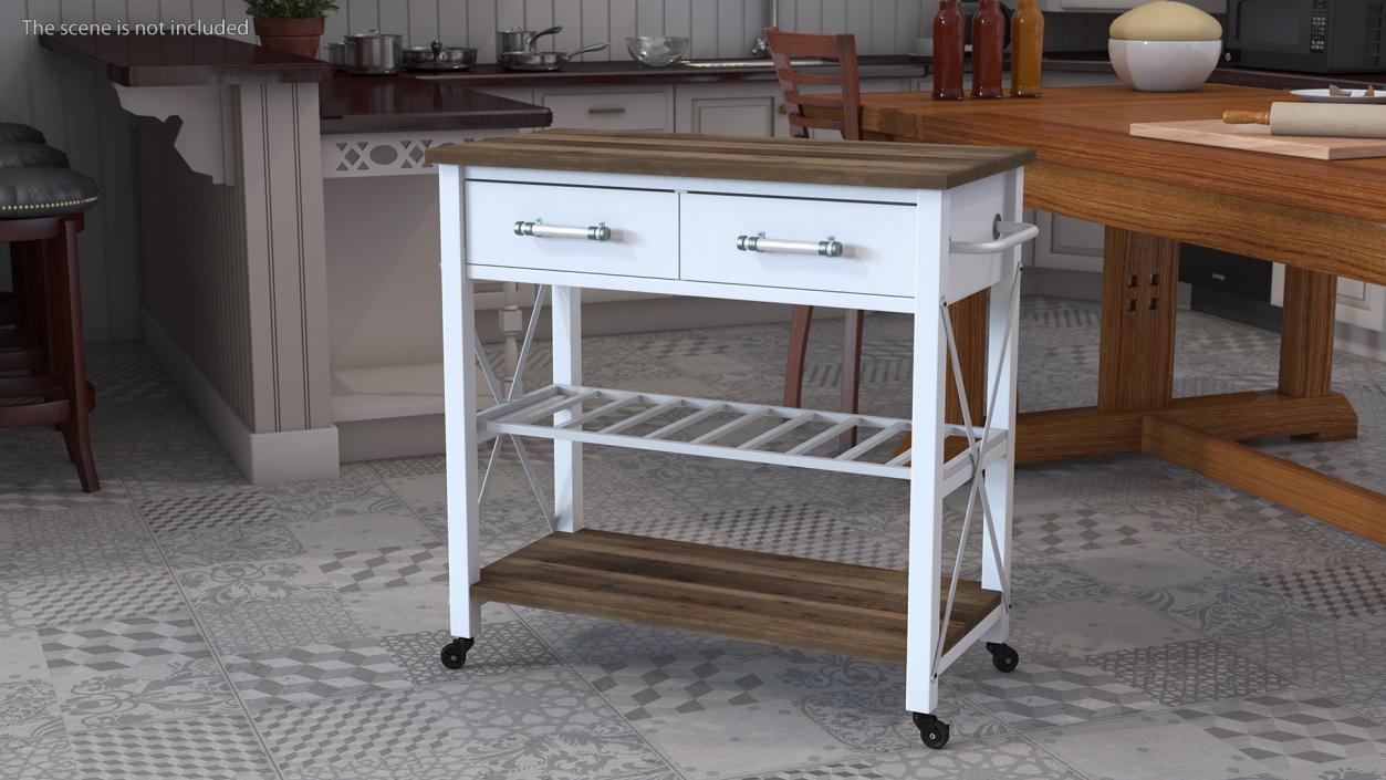 3D Kitchen Cart White model