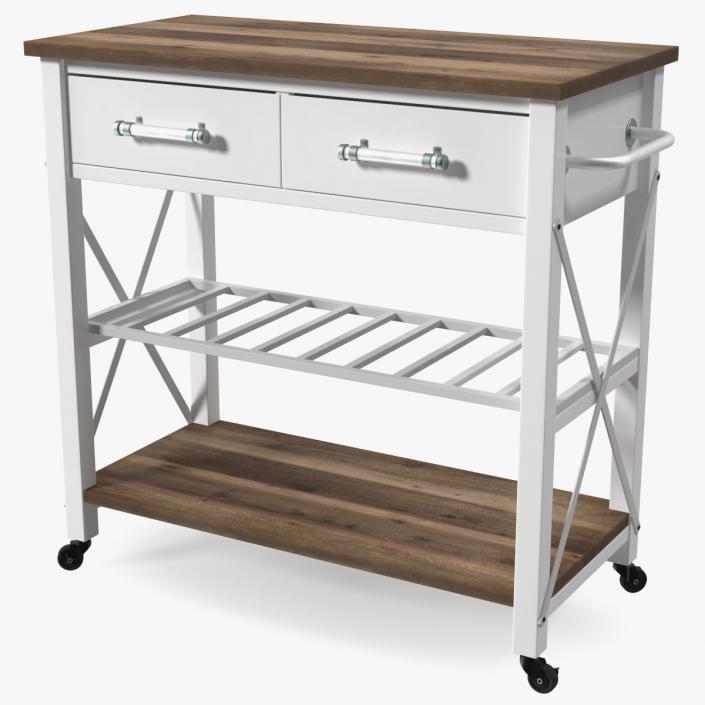 3D Kitchen Cart White model