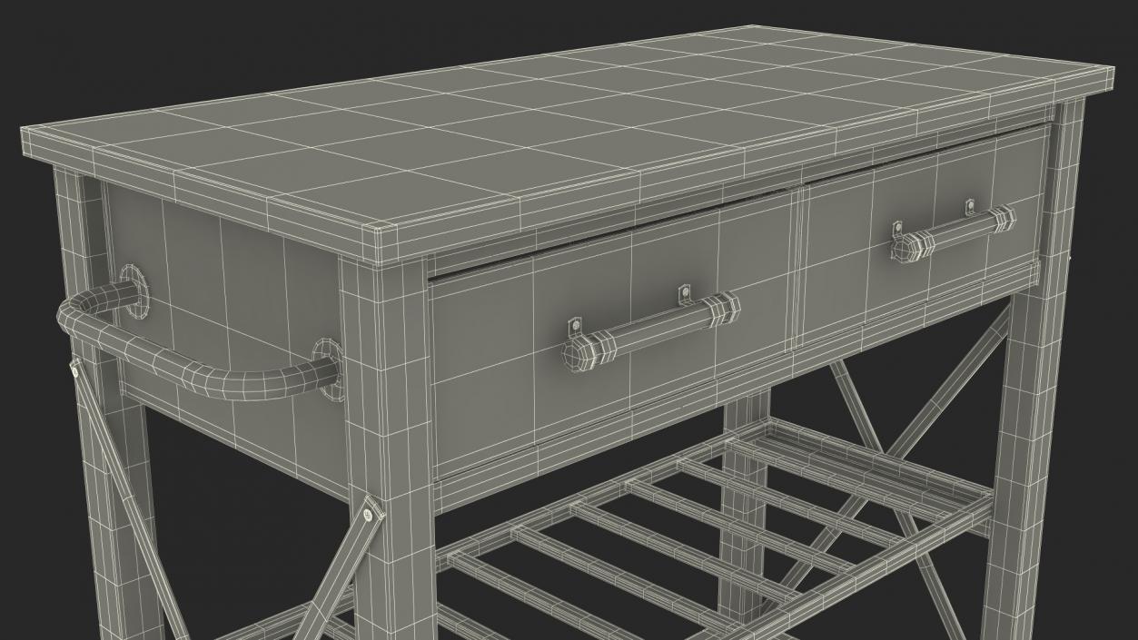 3D Kitchen Cart White model