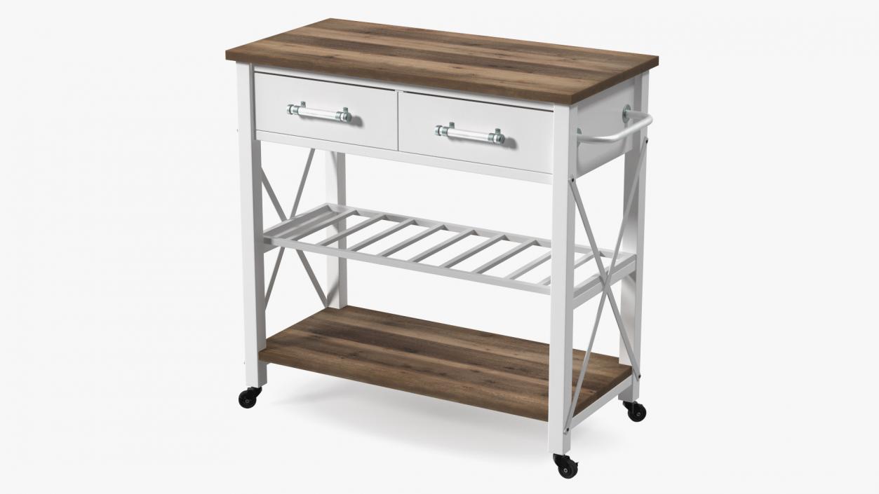 3D Kitchen Cart White model